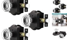  Octagonal Crystal Door Knobs Pack, Privacy-Bed/Bath 5 Oil Rubbed Bronze