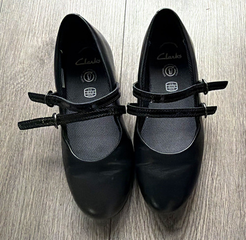 Clarks girls black leather - black,
