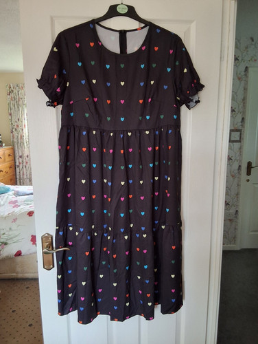 Black multicolour heart print - black,