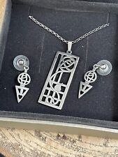 Warren James Mackintosh Sterling Silver Celtic Jewellery Set Earrings Necklace