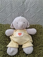 RARE MOTHERCARE HUMPHREY'S CORNER 10” ELEPHANT PLUSH BEANIE IN YELLOW DUNGAREES 