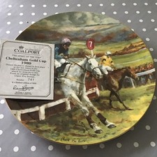 COALPORT RACEHORSE PLATE DESERT ORCHID CHELTENHAM GOLD CUP 27cm No.741 VGC