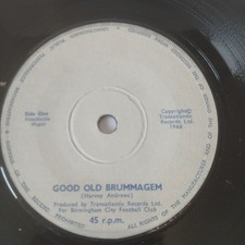 Birmingham City Football Club Vinyl 7" Single Good Old Brummagem Harvey Andrews