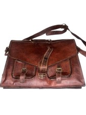 Bag Leather Laptop Briefcase Men's Genuine Messenger Shoulder Vintage Brown 15''