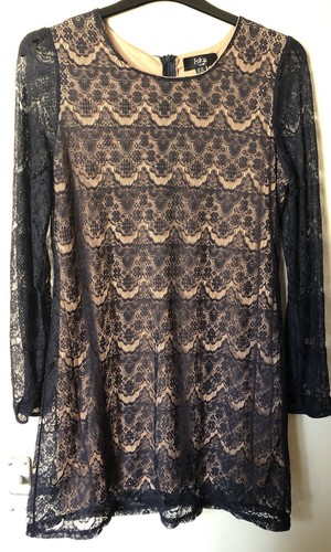 Womens navy lace dress - lace, iska