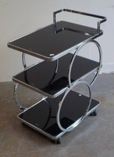 Chrome & Black Glass Bar Cart