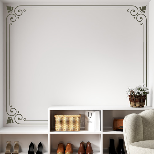 Lazare damask corner stencil - damask,