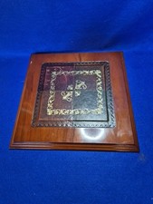 Vintage Mahogany Effect Writing Board with Leather Inlay Pattern 13" sq