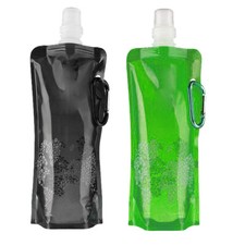 2X 500ml Foldable Water Bottle
