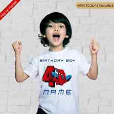 Personalised Spidermann Kids T-Shirt Birthday Boy Any Name & Number Gift Tee
