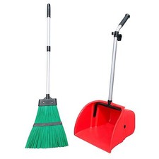 Long Handled Dustpan Brush Set Large Outdoor Garden Dust Pan Stiff Yard Broom