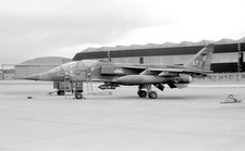 14 Sqn, Jaguar T.2, XX847 'AY' at RAF Lossiemouth, c1981 - Original B&W neg