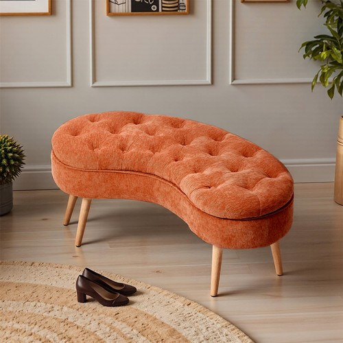 Orange storage bench ottoman - orange,