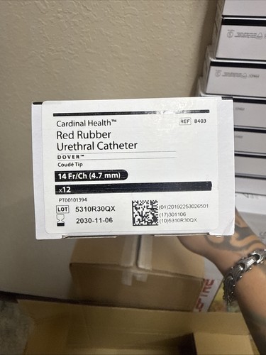 Red rubber urethral catheter - red,