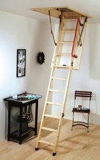 YOUNGMAN ECO S LINE TIMBER FOLDING LOFT LADDER & HATCH PLUS EXT PIECE 3.5M