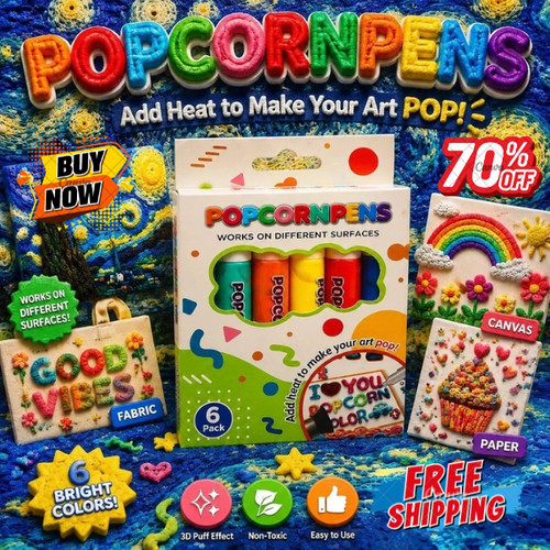 6pcs popcorn puffy drawing - 6pcs, 3d