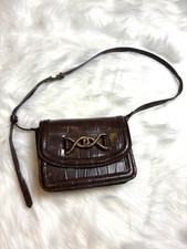 ZARA - FAUX CROC EMBOSSED CROSSBODY BAG - BROWN
