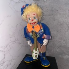 Porcelain Musical Clown Doll with Banjo Wind Up Vintage Collectable 12"