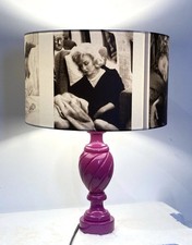 Up-Cycled Antique Marble Table Lamp/ Movie Stars Lampshade/American diner 