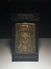 VTG RARE 1994 BRASS ZIPPO HD HARLEY DAVIDSON EL DIABLO DEVIL SATAN SKULL HEAD