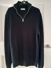Brand New Mens Navy Zara Three Quarter Zip Jumper Size Eur L