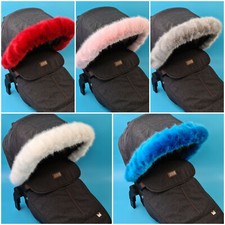 Double pile faux fur pram - pile, hood