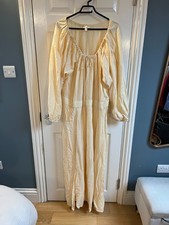 H&M Butter Yellow Maxi Dress Puff Sleeve Plus Curve XXL