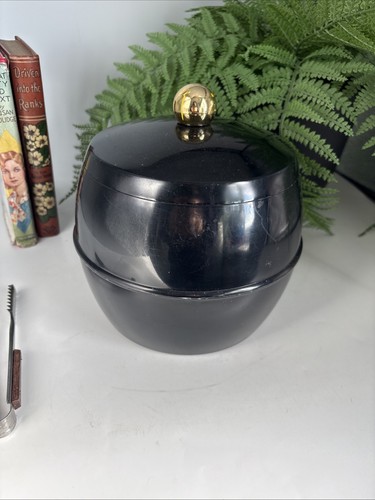 Vintage black ice bucket - vintage, by