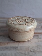 Vintage Birchwood Studio Pottery Leominster Floral Lidded Dish Cream Brown