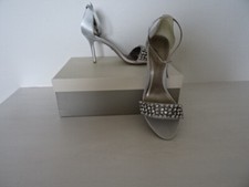 JACQUES VERT EMBELLESHED  SILVER/GREY ANKLE STRAP SHOES SIZE 4 -NEW