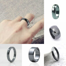 Black Non Magnetic Hematite Basic Ring Band for Man Woman Size 6 7 8 9 10 11 12