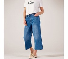 Ruth Langsford Wide Leg Cropped Jeans Indigo Cotton Uk 12 RRP £52