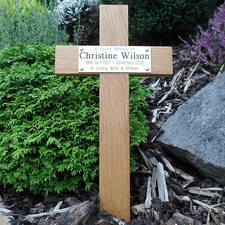 17" Oak Wooden Memorial Cross