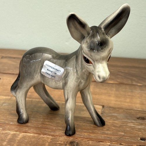 Vintage ceramic grey donkey - vintage,
