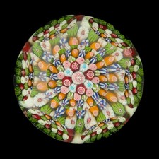 Clichy Glass Paperweight Antique Stunning 19th Century Faceted Millefiori Weight