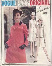 1968 Vintage Lanvin Vogue Paris Original Sewing Pattern 1902 Dress Coat  B34