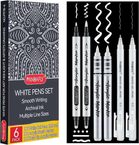 White ink pens set 5mm - white, 0.5mm