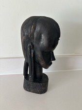 Vintage Ebony African Tribal Head, Africa Ethnic Tribal Art Collectable Figurine