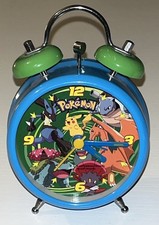 Vintage Nintendo 2007 Pokemon Pikachu Old Style Alarm Clock Blue Green Working