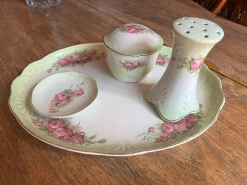 Vintage floral vanity tray set - vanity,