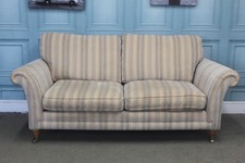 PARKER KNOLL BURGHLEY LARGE 2-SEATER SOFA IN BLUE STRIPE FABRIC. RRP £2147.