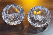 Vintage Crystal Round Open Salt Cellars / Dips. Set Of 2 Uses Spices, or Votives