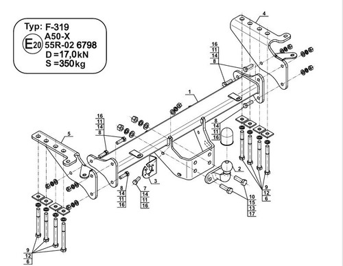 Flange tow bar for - bar, ford