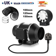 Smoke Inline Extractor Fan 4/5/6 inch Quiet Ventilation Fan for Bathroom UK Plug