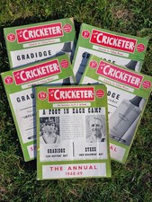 ORIGINAL 1945-1949 THE CRICKETER MAGAZINE, 5 RARE ANNUALS, AUSTRALIAN TOUR 1949