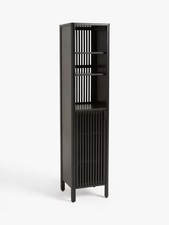 John Lewis Bamboo Slatted Bathroom Cupboard Tallboy - Slate (Scuffed/Chipped) B+