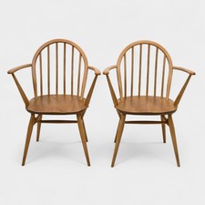 2 Ercol Windsor Bow Back Dining Chairs Model 370A Light Finish FREE UK Delivery