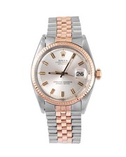 Rolex Datejust 36 1601 Watch Silver Dial Steel & Rose Gold Strap 1972