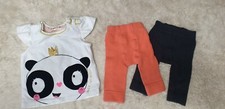 Julien Macdonald White Panda T Shirt & Next Leggings Age 0-3 Months 