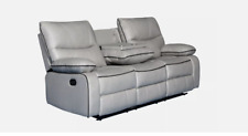 Sofa Grey Fabric PU Recliner Arm Chair, 2, 3 Seater with Set Cup Holder